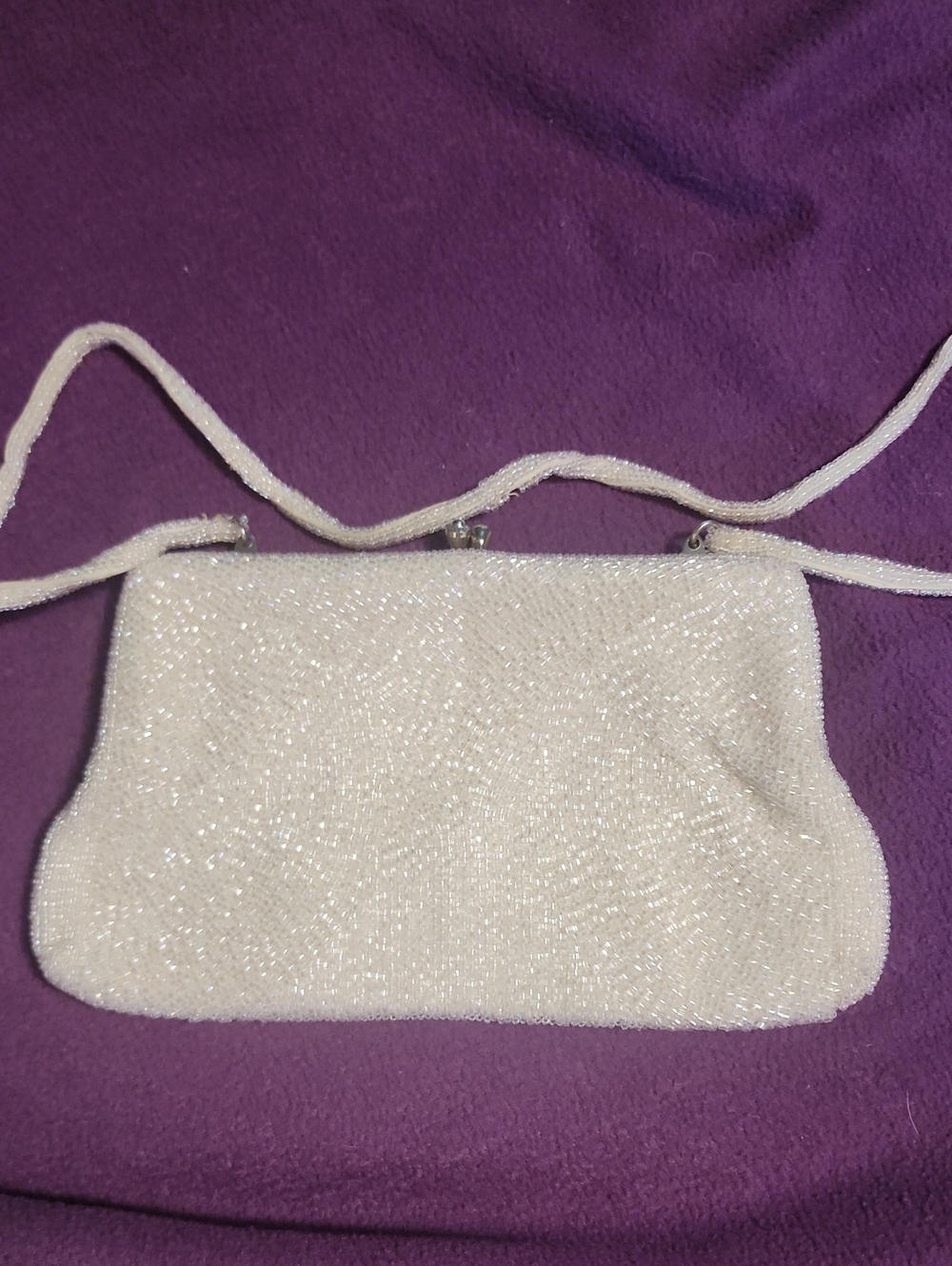 Vintage 50s Richerie by Walborg Japan White Seed Beaded Evening Bag Clutch